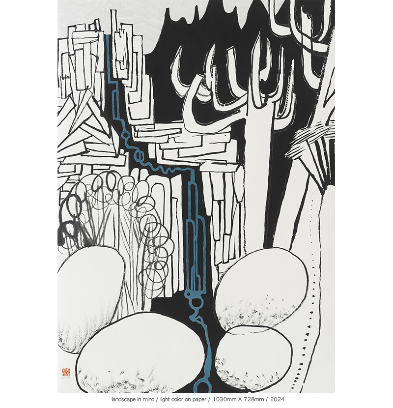 Jang Byeong Eun · Eastbrush · 张炳彥 · Landscape_in_mind · light_color_on_paper · 1030mm_x_728mm · 2024